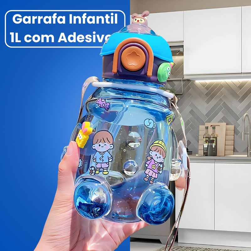 Garrafa Infantil de Água 1L com Adesivos