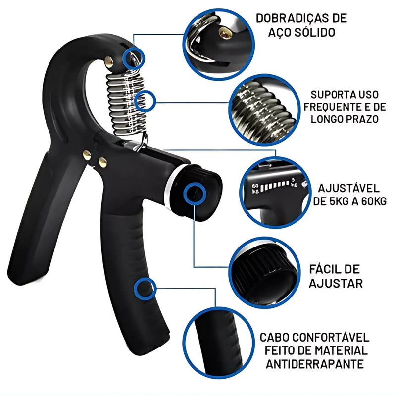 Hand Grip com Mola Ajustável de 5kg a 60kg – Fortalecimento e Fisioterapia para Antebraço