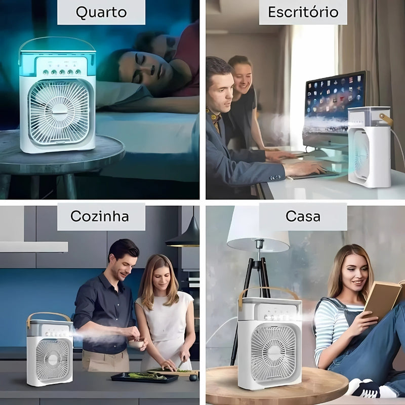 Ventilador de Nebulização, Umidificador e Sistema de Ar Condicionado Portátil