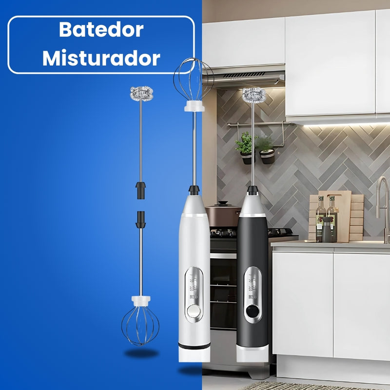 Batedor e Misturador Mixer Elétrico para Bebidas 2 em 1