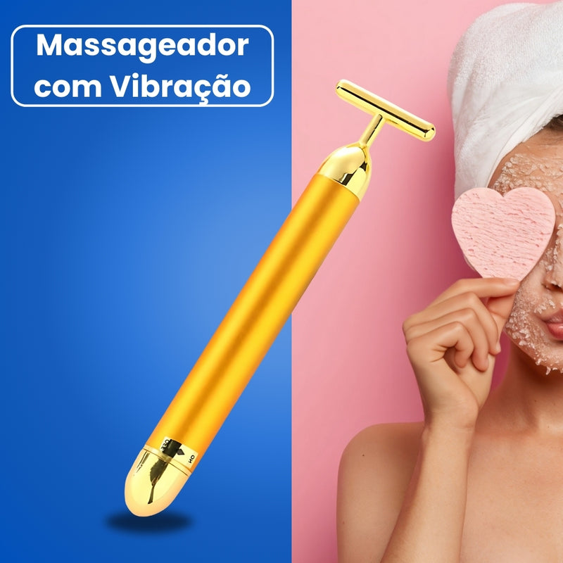 Massageador Facial Elétrico com Vibração – Afina o Rosto e Reduz Olheiras